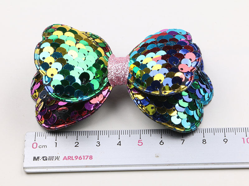cute bow knot cloth sequins handmade hair clip 1 piece