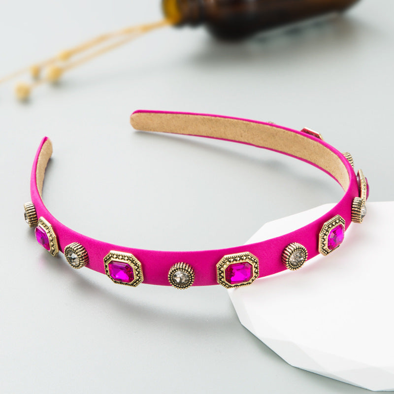 fashion geometric cloth inlay rhinestone hair band