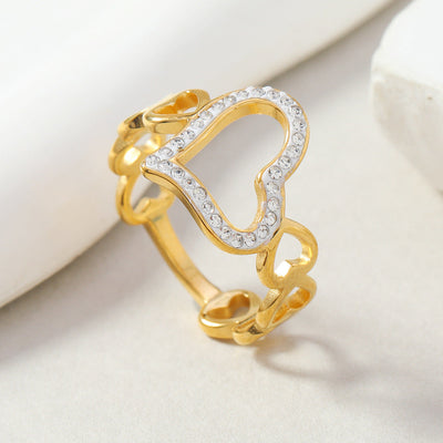 Jewelry Simple Style Heart Shape Titanium Steel Rings