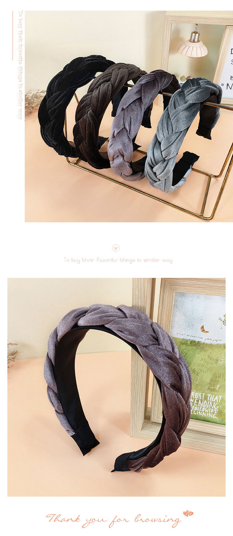 fashion solid color velvet hair band 1 piece