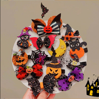 Halloween Cute Funny Women's Pumpkin Cat Bow Knot Hair Clip