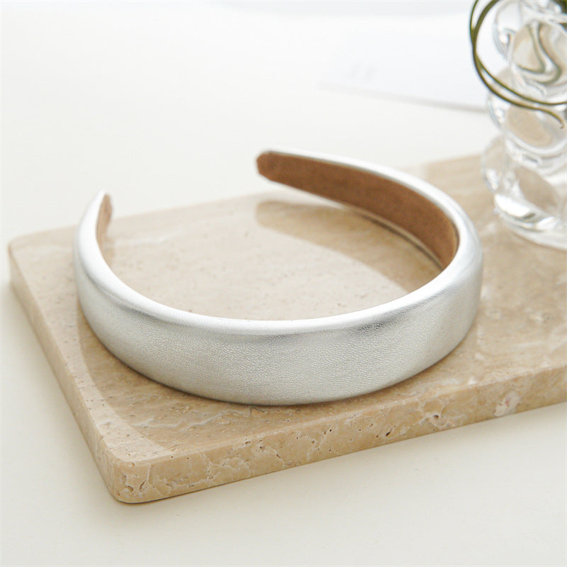 Women's Simple Style Solid Color Pu Leather Hair Band