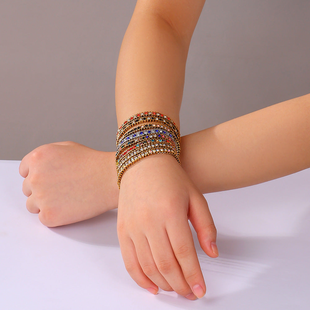 IG Style Geometric 304 Stainless Steel 18K Gold Plated Zircon Tennis Chain Bracelets In Bulk