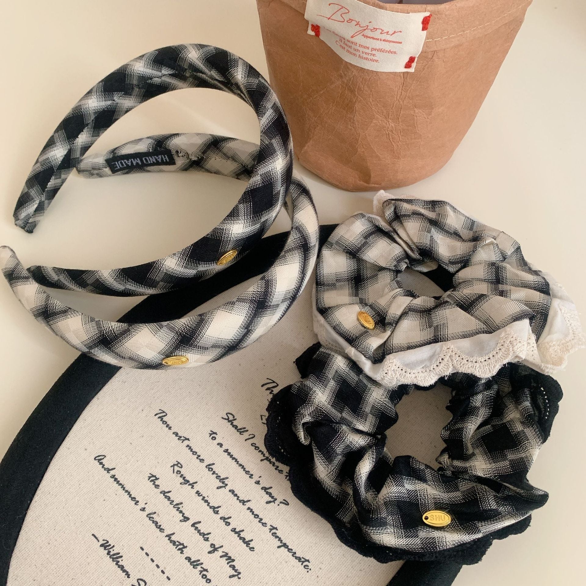 Women's Simple Style Commute Checkered Cloth Hair Tie