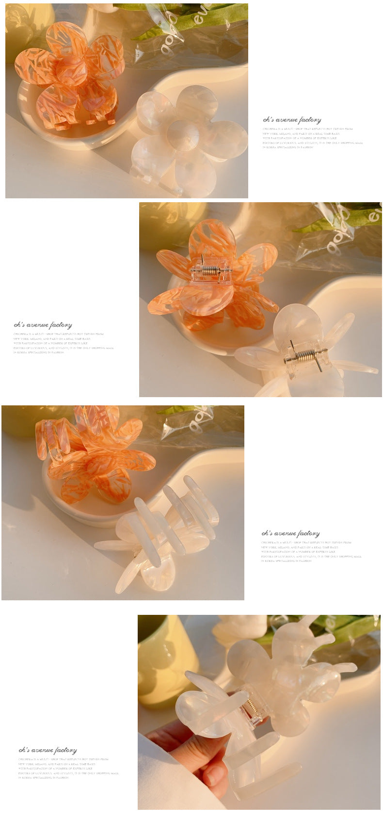 simple style flower acetic acid sheets handmade hair claws 1 piece