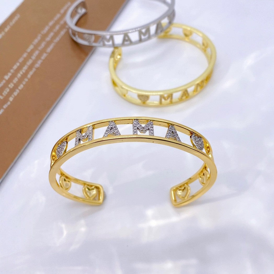 Jewelry Vintage Style Classic Style Letter Copper Zircon Mixed Metal Plating Bangle