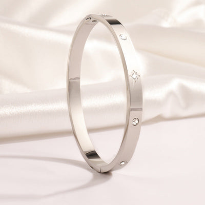 Casual Simple Style Solid Color 304 Stainless Steel Zircon Bangle In Bulk