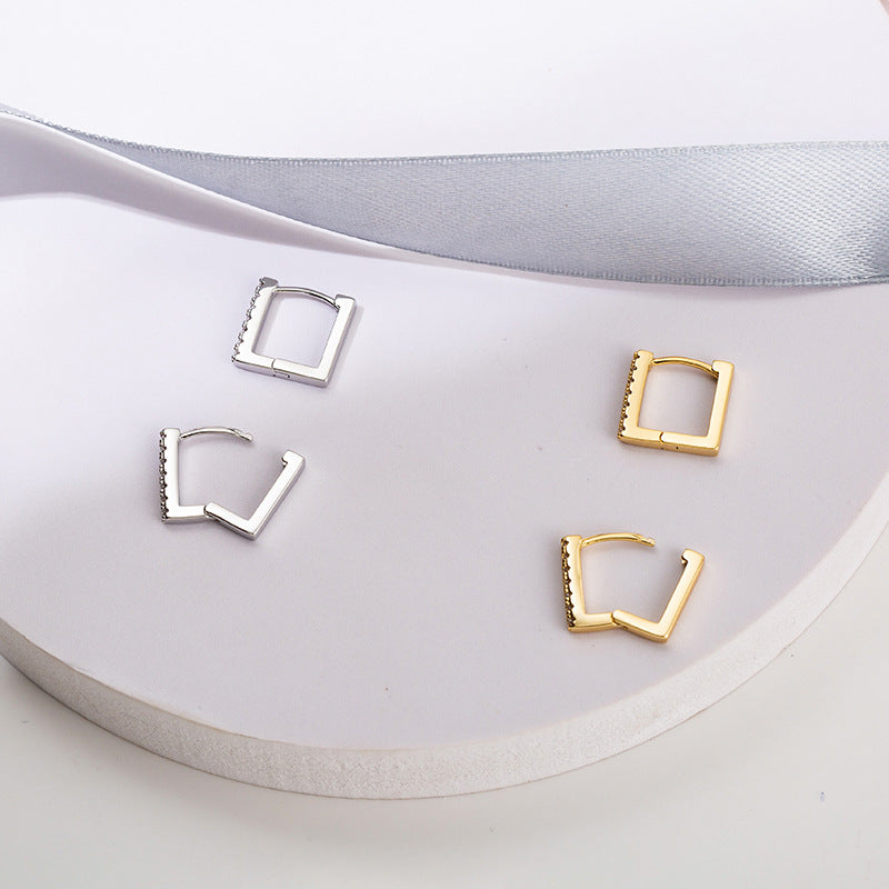 1 Pair Simple Style Geometric Copper Zircon Earrings