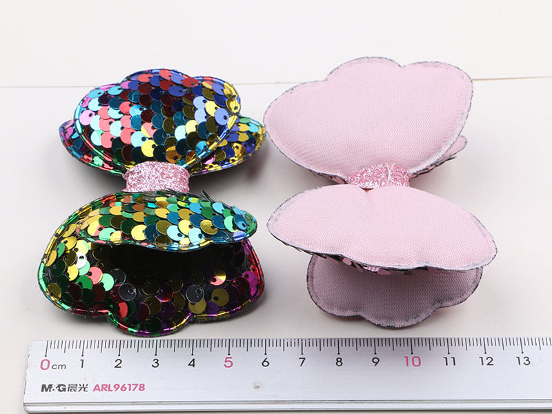 cute bow knot cloth sequins handmade hair clip 1 piece