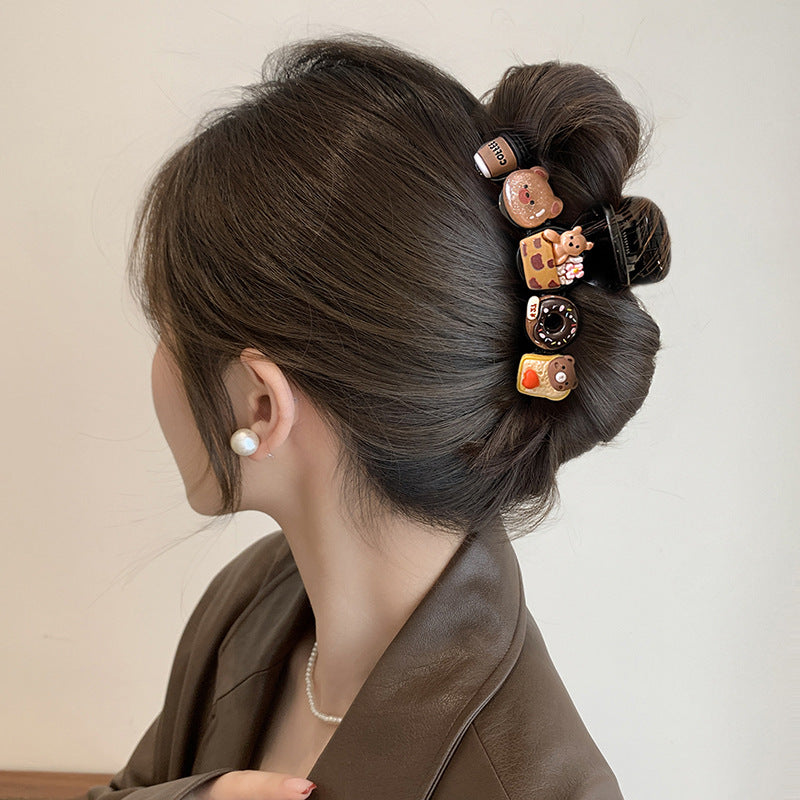Cute love grab clip girl 2025 new popular high-end disc hair shark clip hairpin hair card headdress