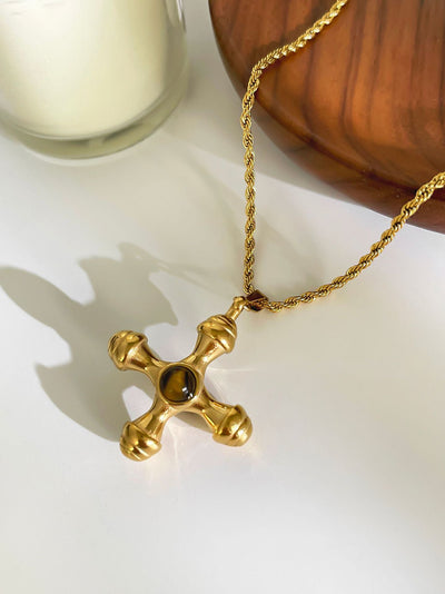 Jewelry Vintage Style Classic Style Cross 316L Stainless Steel  Plating Pendant Necklace