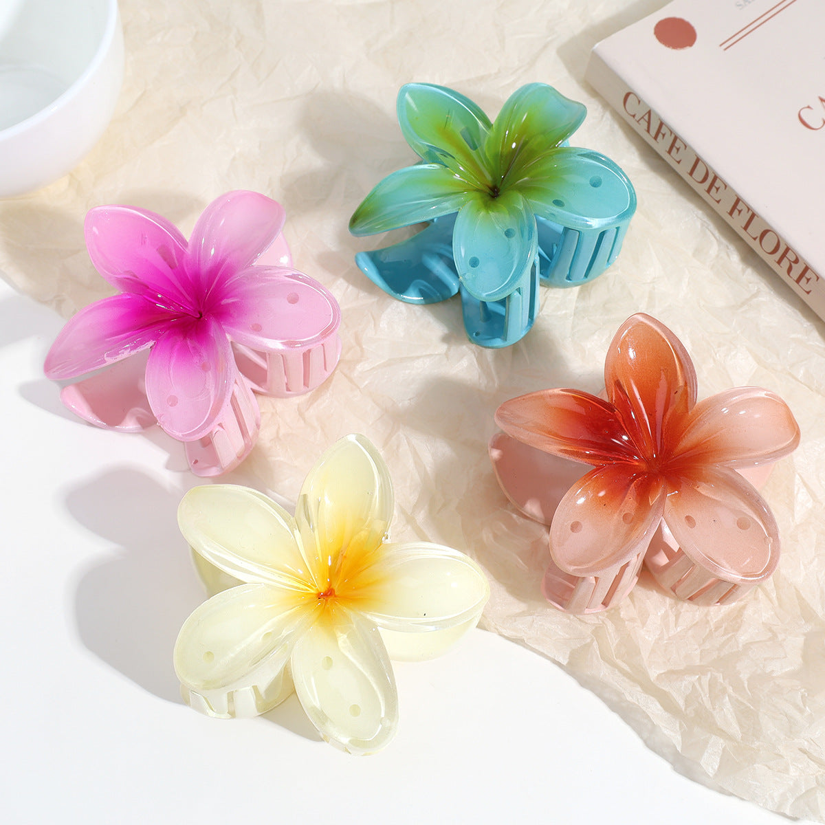 retro flower plastic resin hair band 1 piece