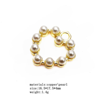 1 Piece Imitation Pearl Copper Zircon Cross Heart Shape Pendant