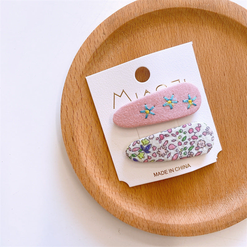 Girl'S Simple Style Classic Style Flower Cloth Contrast Collar Hair Clip