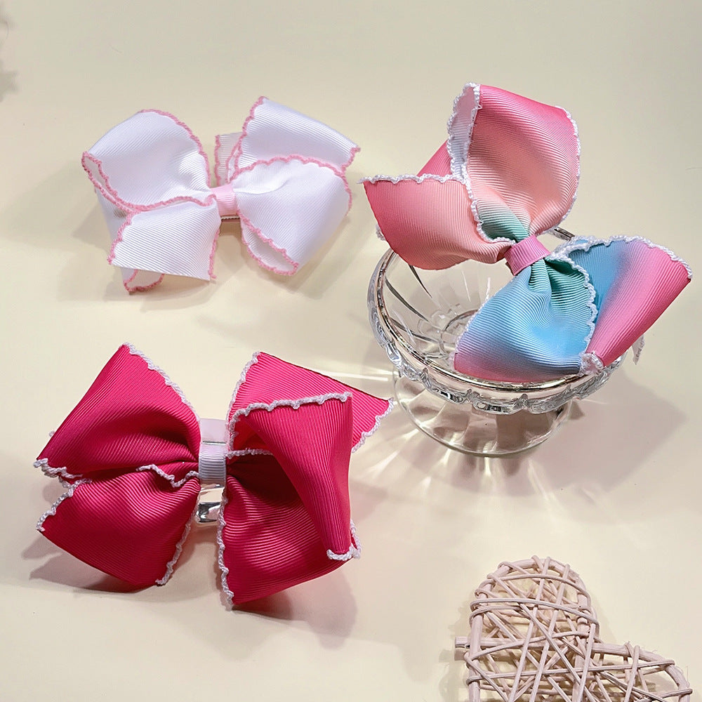Girl'S Sweet Bow Knot Cloth Woven Belt Hair Clip