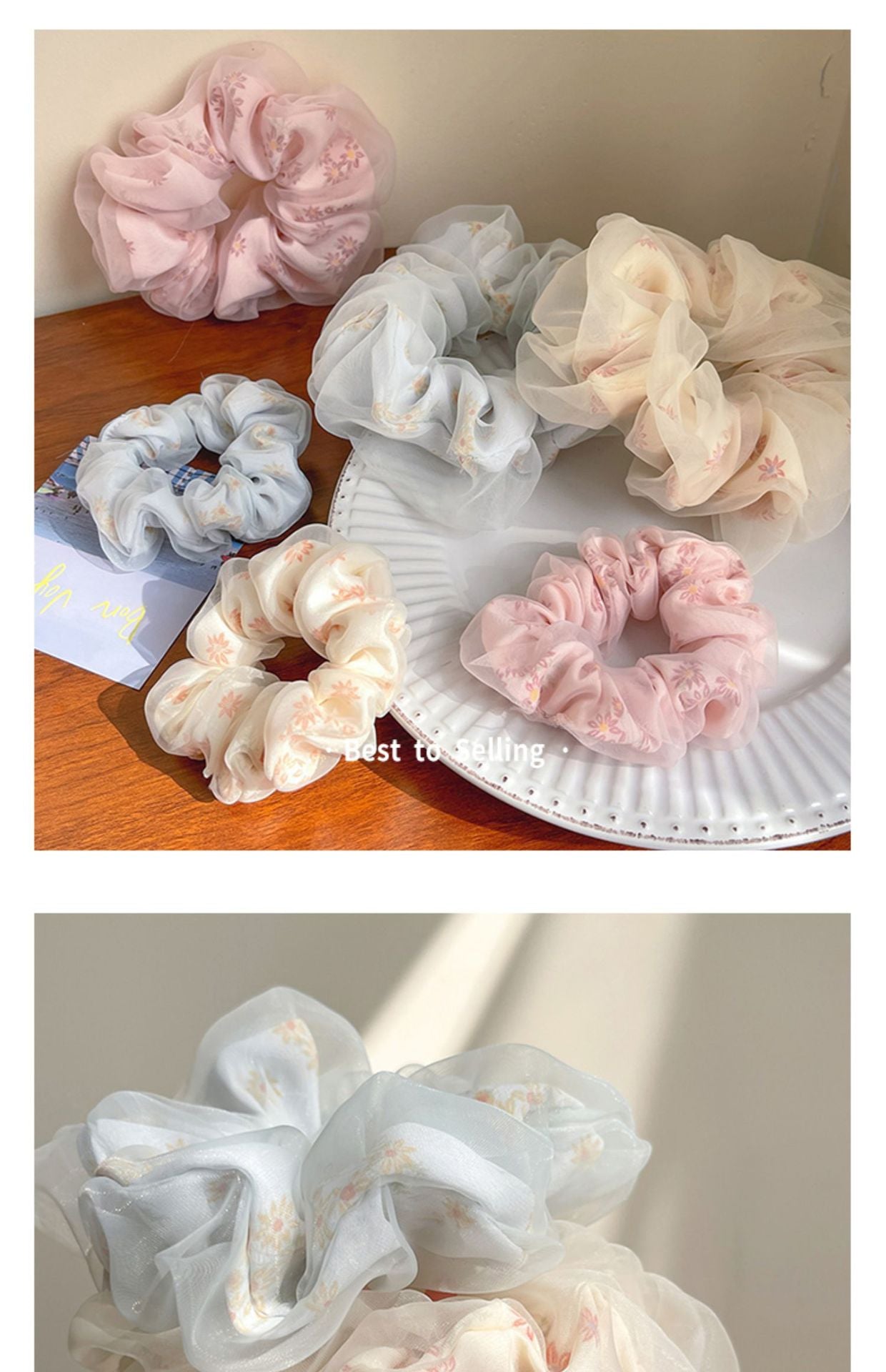 fashion stripe flower cloth hair tie
