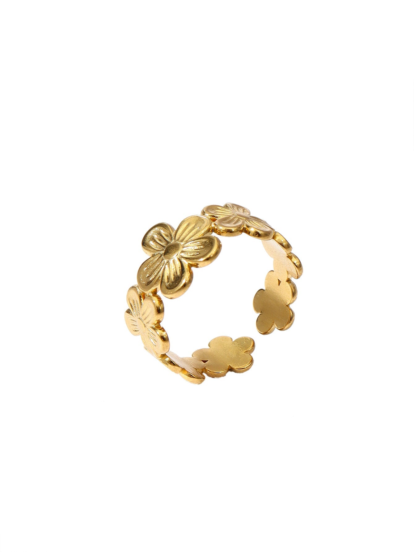 Jewelry Retro Leaf Heart Shape Flower 304 Stainless Steel Plating Open Rings