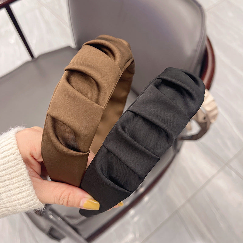 Women's Simple Style Solid Color Cloth Pleated Hair Band