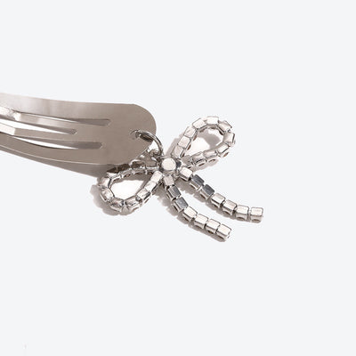 Korean Style New Y2g Trending Unique Silver Hairpin Sweet Cool Niche Bow Cat Five-Pointed Star Pendant BB Clip