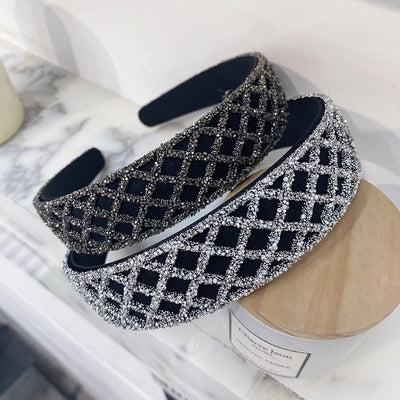 korean rhinestone chain mesh wide-sided hair band