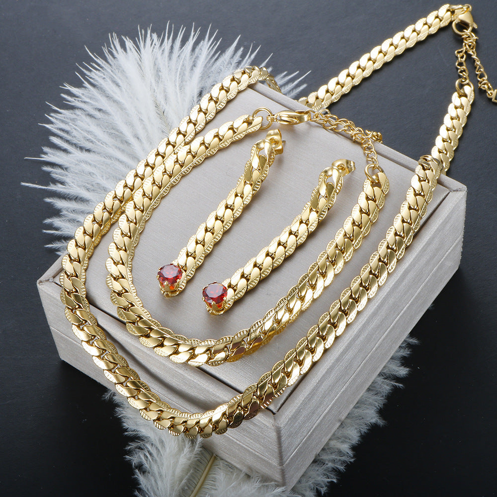 Jewelry Casual Simple Style Geometric 304 Stainless Steel Plating Bracelets Earrings Necklace