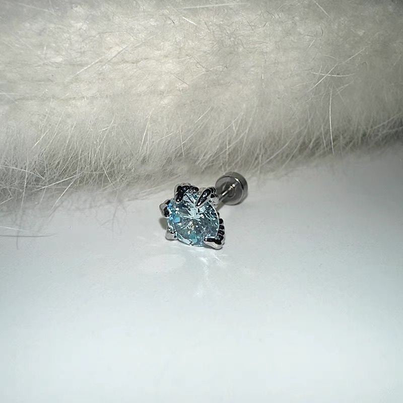 1 Piece Simple Style Geometric Titanium Steel Zircon Ear Studs