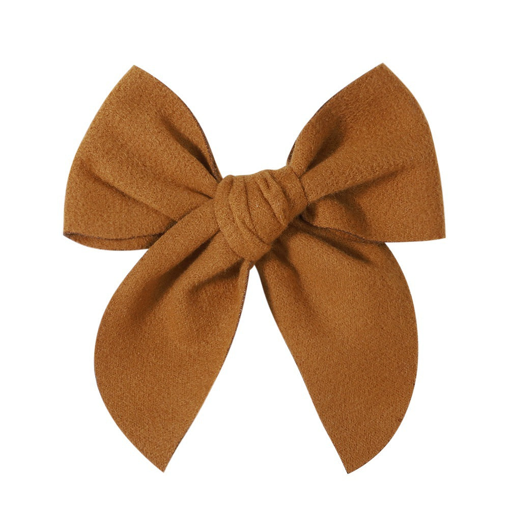sweet solid color polyester bow knot hair clip