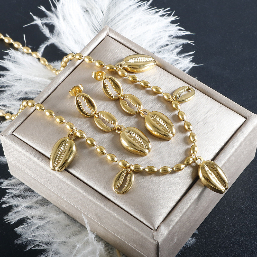 Jewelry Casual Marine Style Conch 304 Stainless Steel Plating Bracelets Earrings Necklace