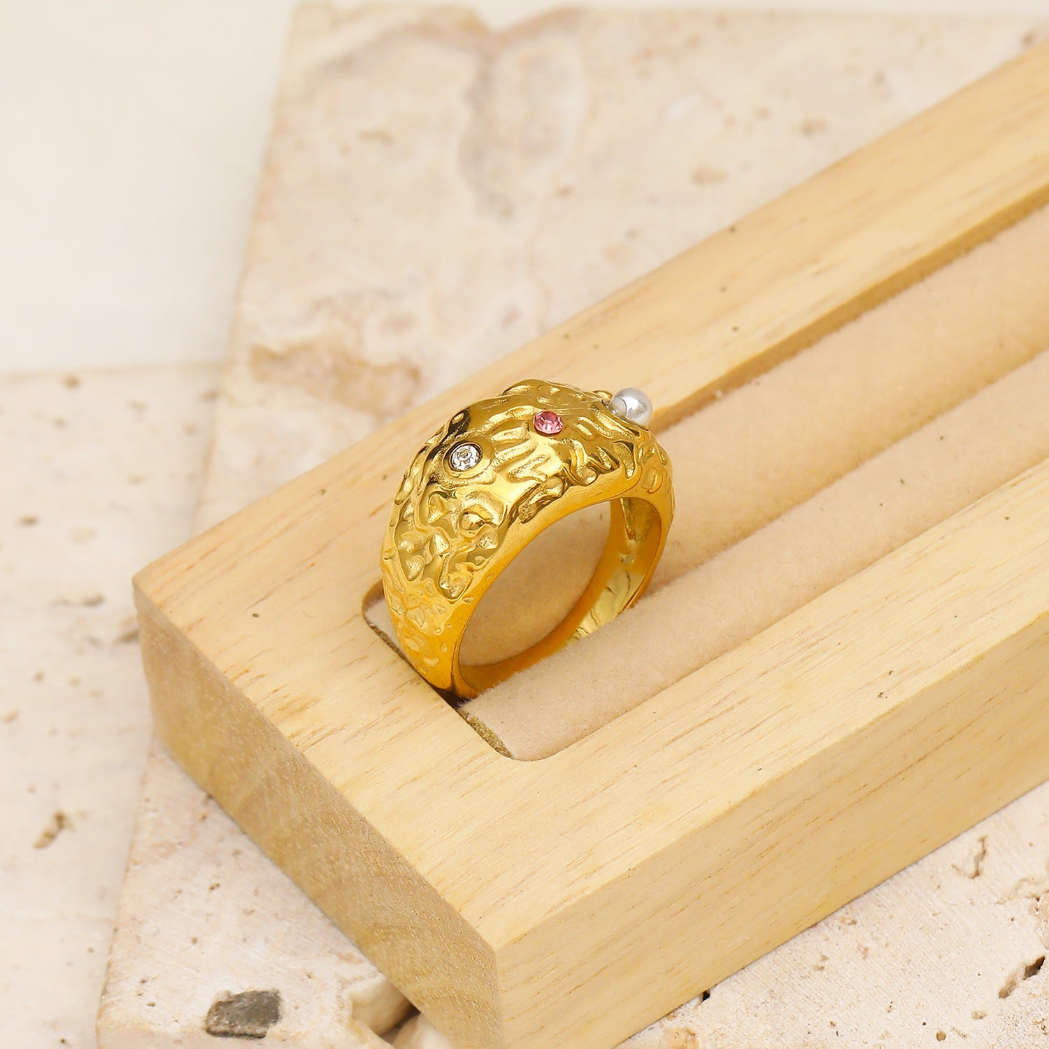 Jewelry Casual Elegant Geometric 304 Stainless Steel Zircon 18K Gold Plated Irregular Rings