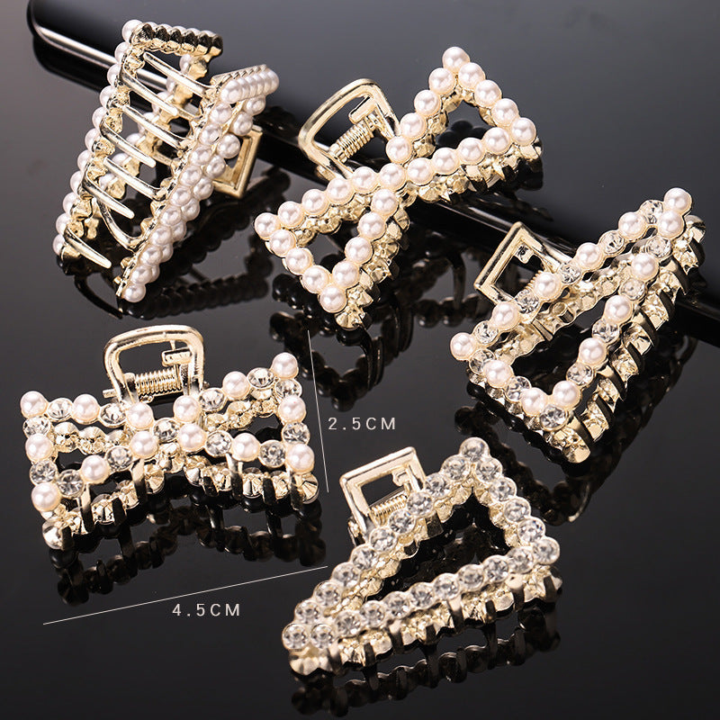 simple style solid color alloy inlay rhinestones hair claws 1 piece
