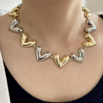 Retro Streetwear Heart Shape Copper  Necklace