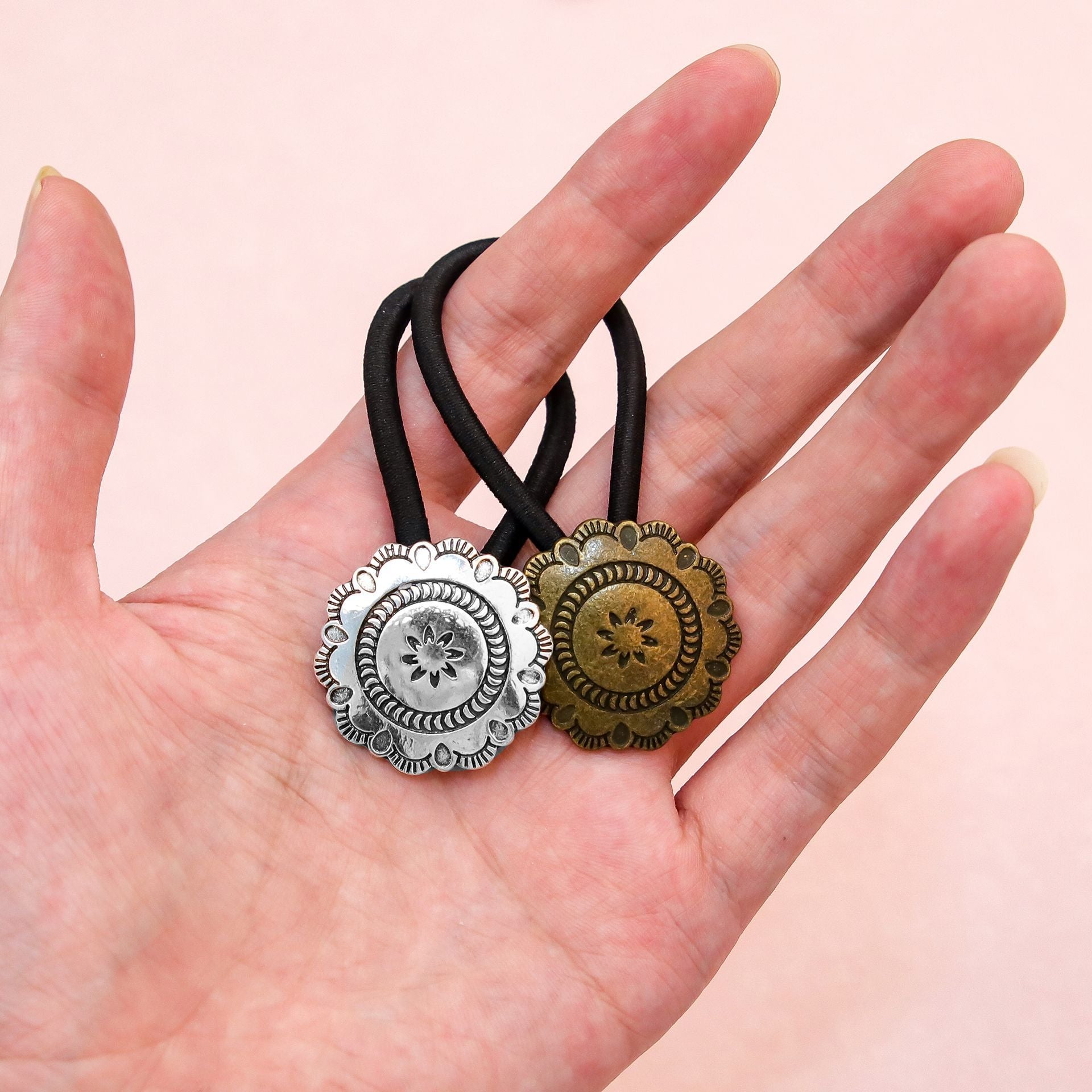 Women's Ethnic Style Color Block Cloth Metal Hair Tie