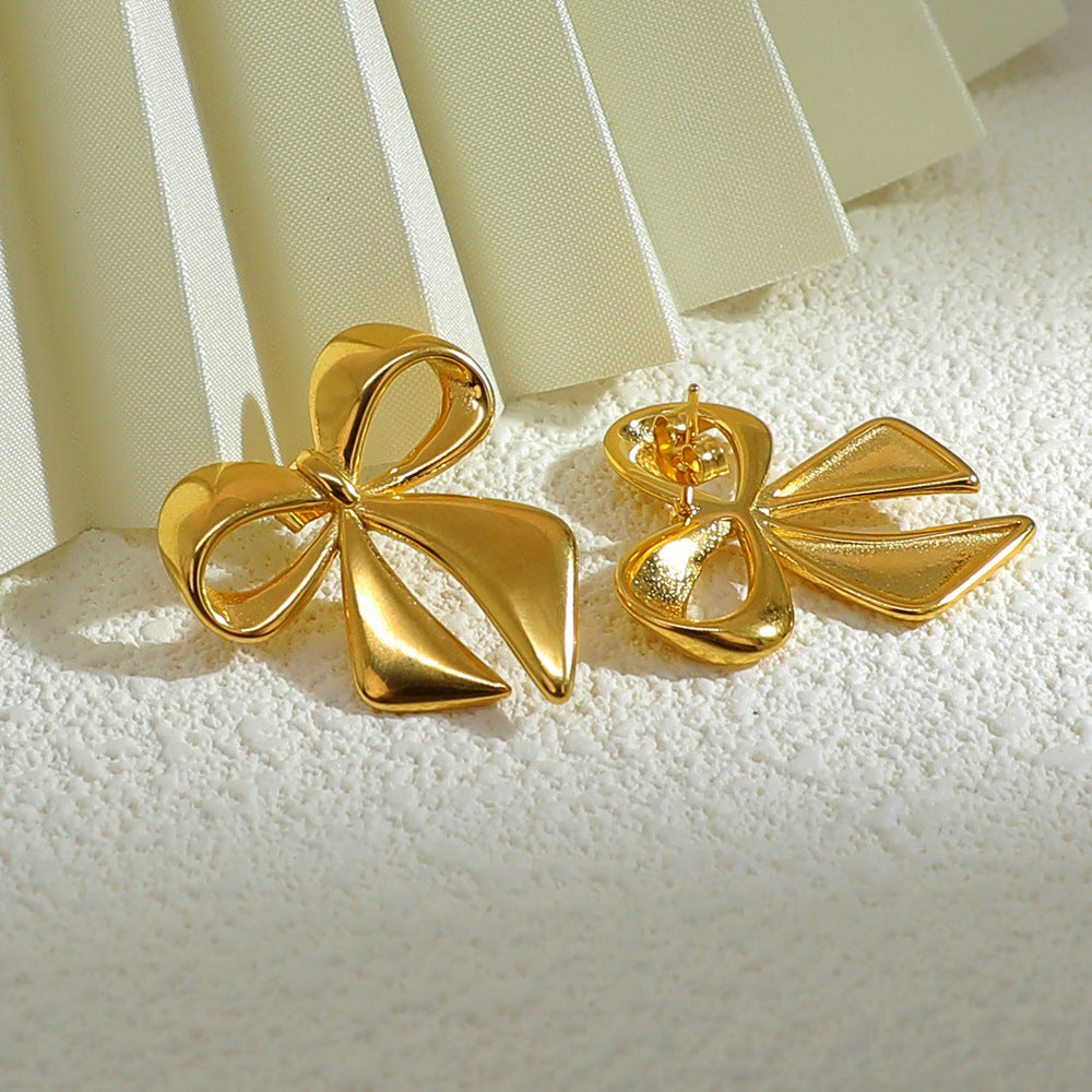 1 Pair Vintage Style Classic Style Bow Knot Plating 304 Stainless Steel Ear Studs
