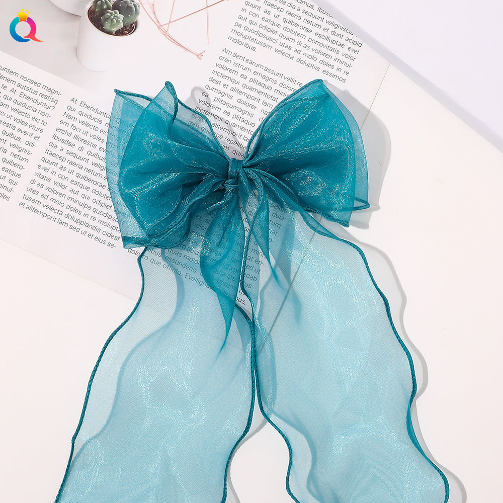 Women's Elegant Sweet Bow Knot Gauze Iron Hair Clip