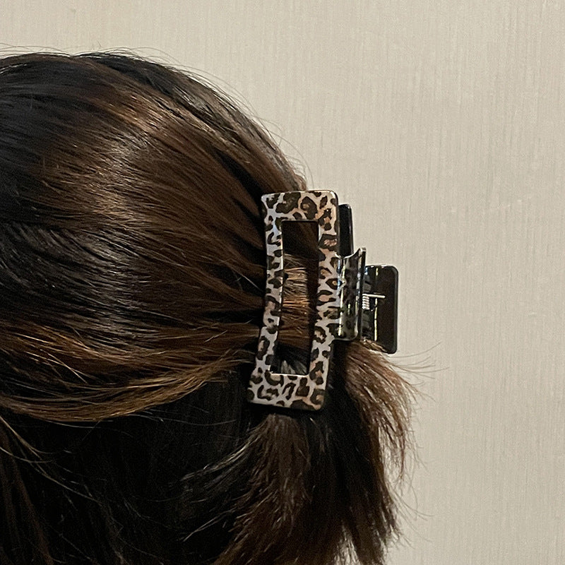 simple style cows plaid cheetah print plastic stoving varnish hollow out hair claws
