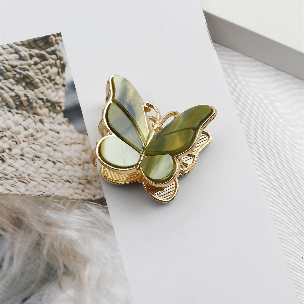 simple style butterfly acetic acid sheets plating hair claws 1 piece