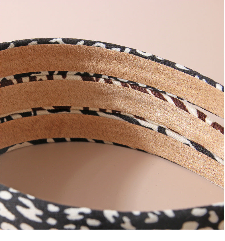 Guanyang  Zebra Print Leopard Print Headband  Retro Sponge Face Washing Pressure Hairband Simple Fashion Headband Hair Accessories