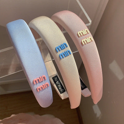 Macaron Color Series Letters Headband Satin High Skull Top Small Fresh Headband Face Wash Hair Pressing Hairpin Hair Accessories Headwear