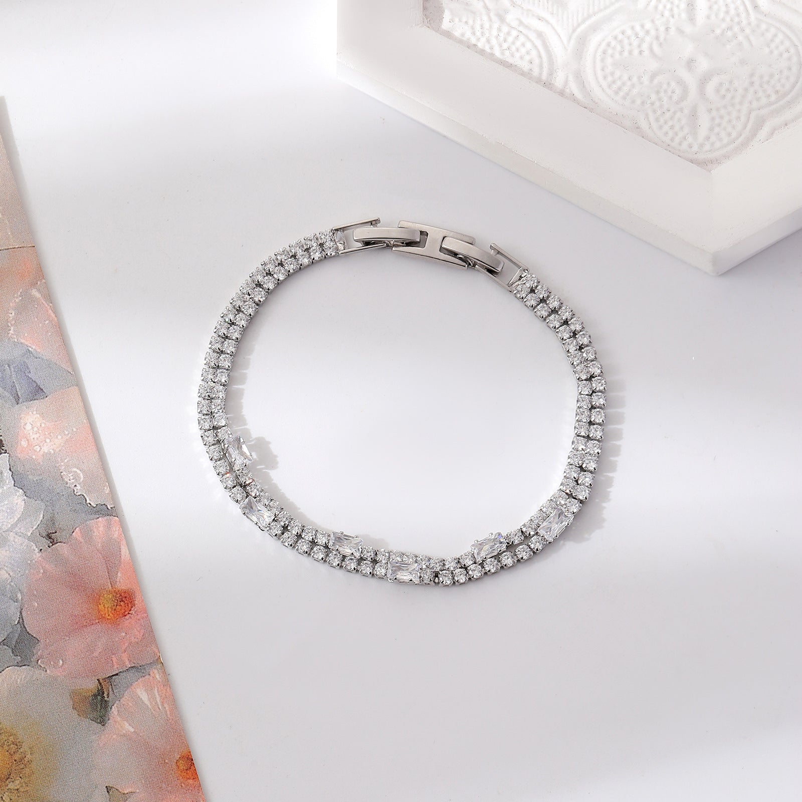 Copper Plating Inlay Geometric Zircon Bracelets