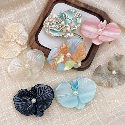 Korean Style Elegant Acetate Texture Phalaenopsis Barrettes Duckbill Clip Niche Design Exquisite Bang Clip Accessories