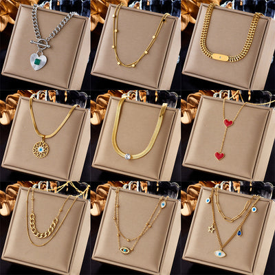 Jewelry Lady Heart Shape Eye Titanium Steel Plating Necklace