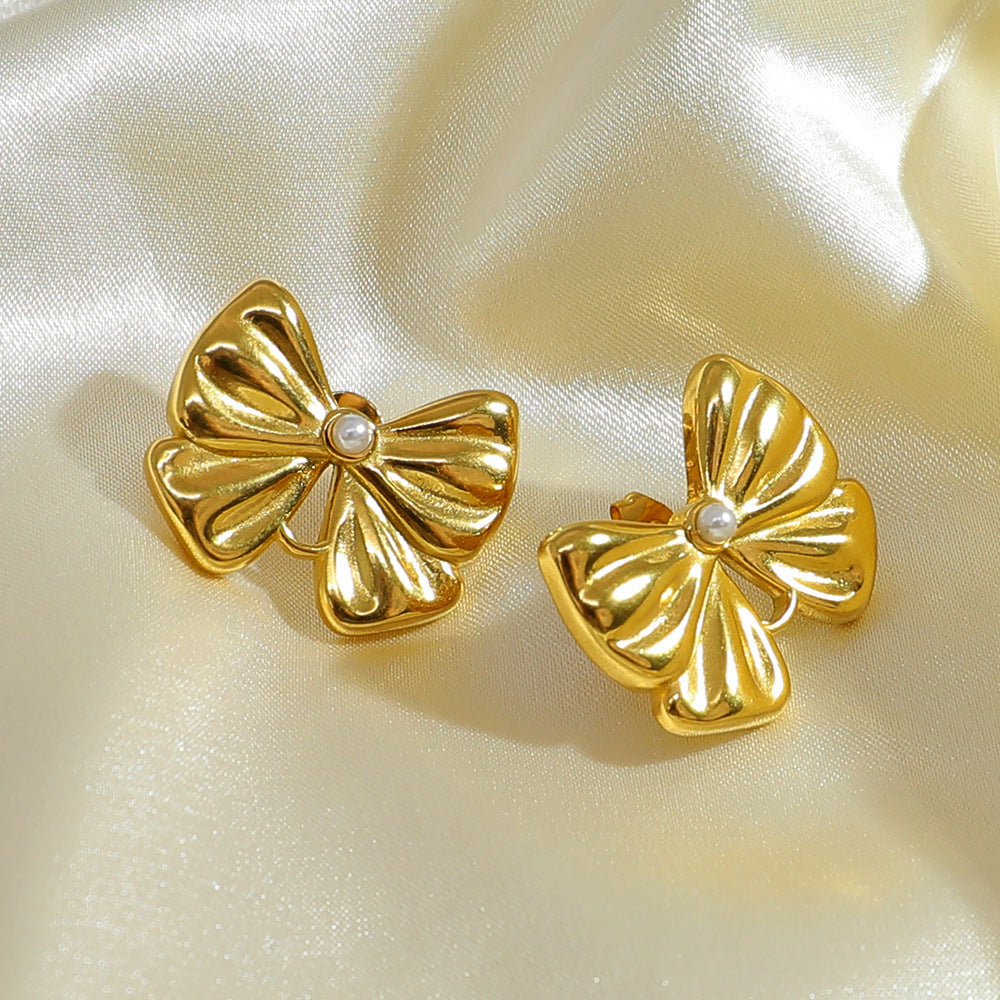 1 Pair Vintage Style Classic Style Bow Knot Plating 304 Stainless Steel Ear Studs