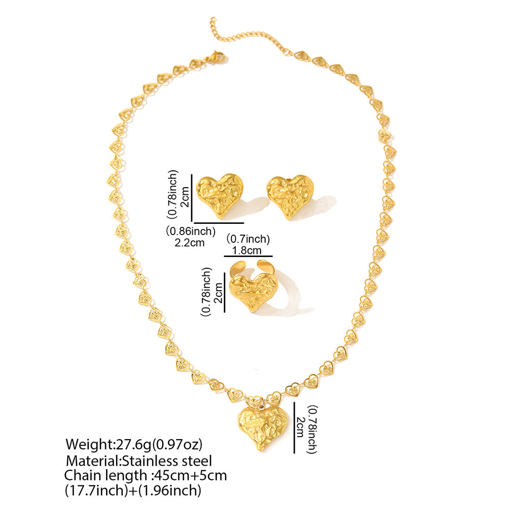 Jewelry Simple Style Classic Style Heart Shape 304 Stainless Steel Plating Jewelry Set