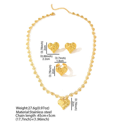 Jewelry Simple Style Classic Style Heart Shape 304 Stainless Steel Plating Jewelry Set