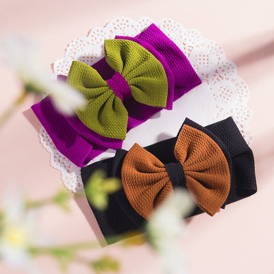 fashion children's solid color double-layer bowknot hairband