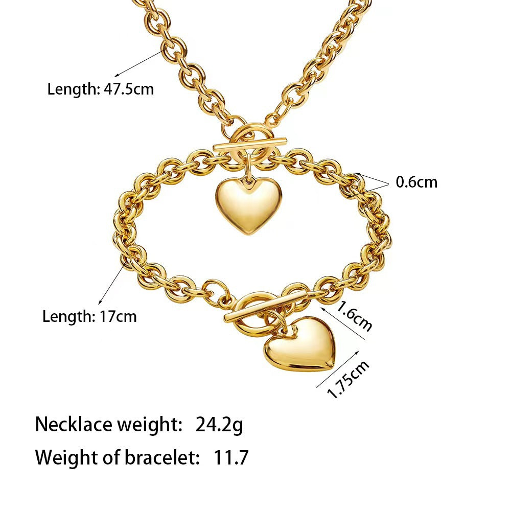 Jewelry Simple Style Classic Style Heart Shape Titanium Steel Plating Bracelets Earrings Necklace
