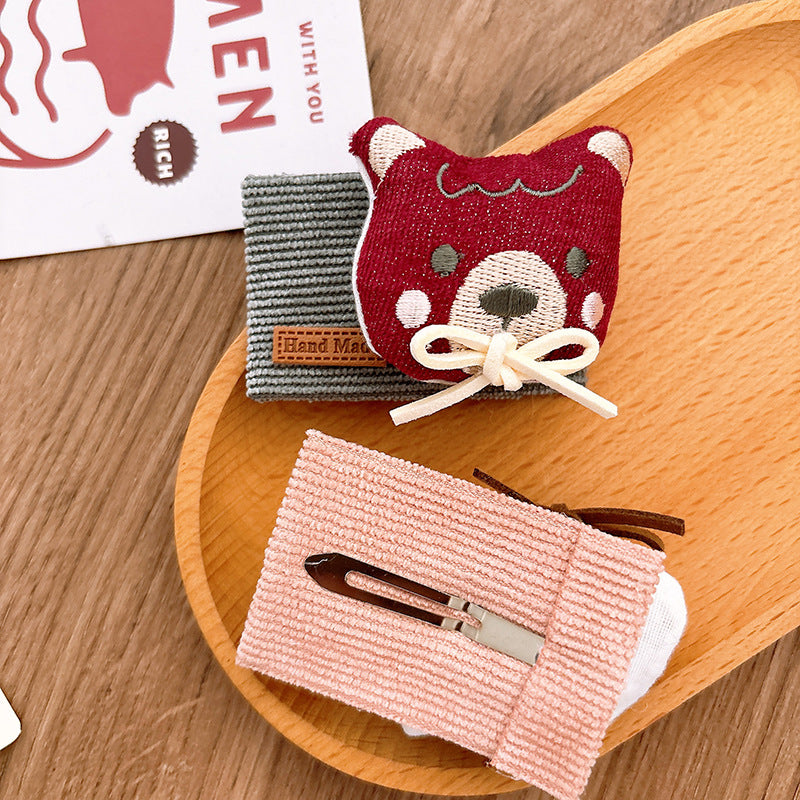 Girl'S Cartoon Style Cute Animal Cloth Hair Clip