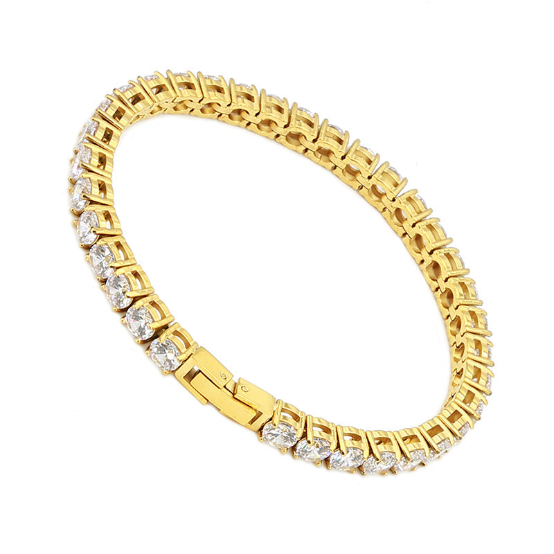 Classic Style Geometric Stainless Steel 18K Gold Plated Rose Gold Plated Zircon Tennis Bracelet In Bulk
