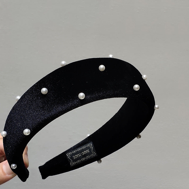 black velvet headband pearls headband retro korean headdress
