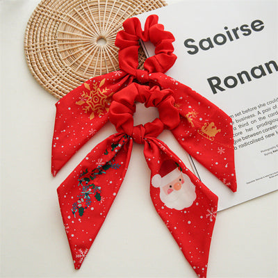 Christmas Vintage Style Women's Plaid Handmade Hair Tie